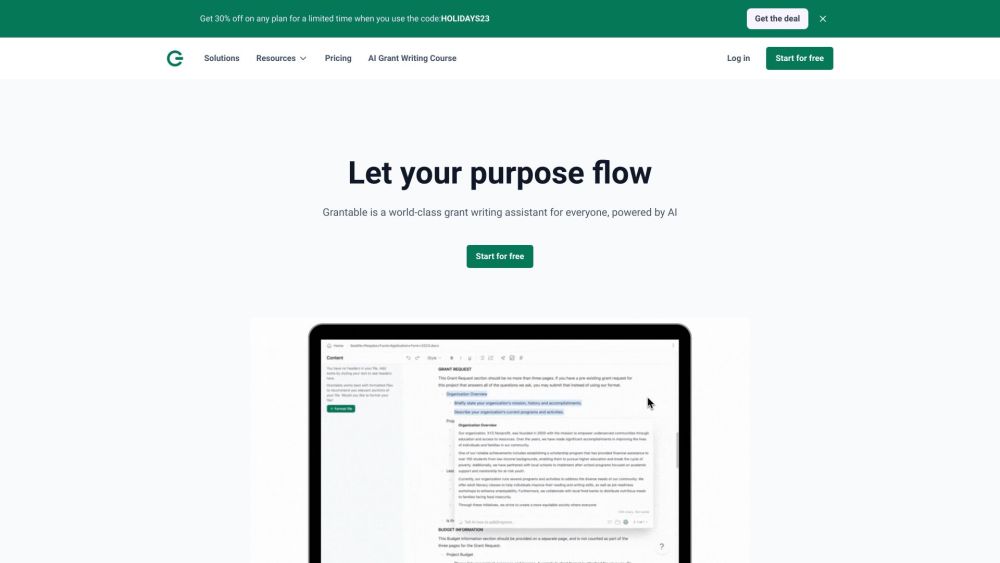 Grantable: AI Tool for Effortless Grant Writing