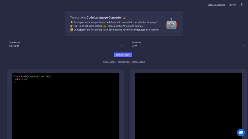 Code Language Converter Website screenshot