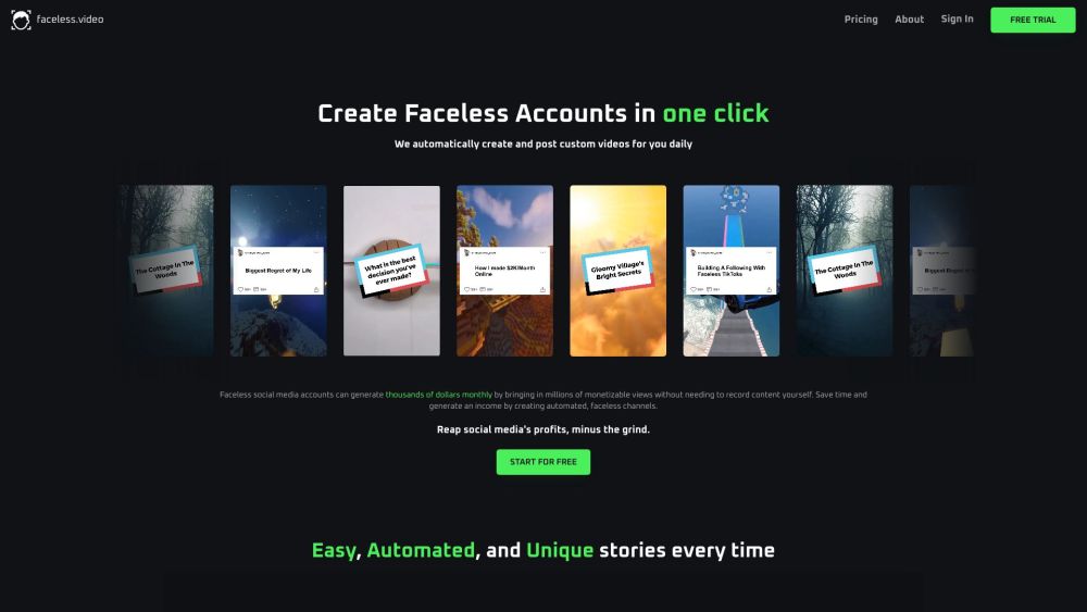 Faceless: AI Tool for Text to Video by Product Name