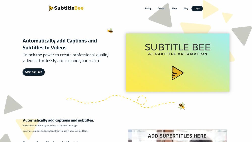 SubtitleBee Website screenshot