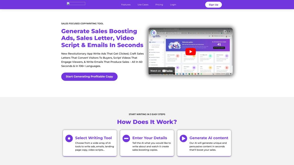 SalesBoosta Website screenshot