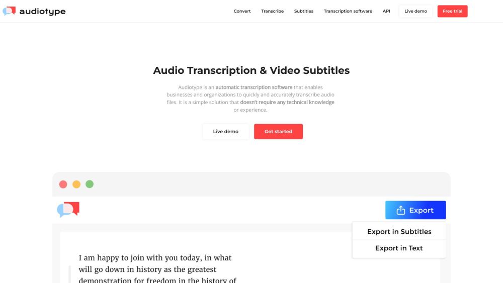 Audiotype: AI Tool for Transcription