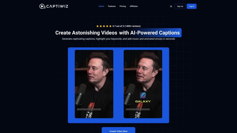 Captiwiz Website screenshot