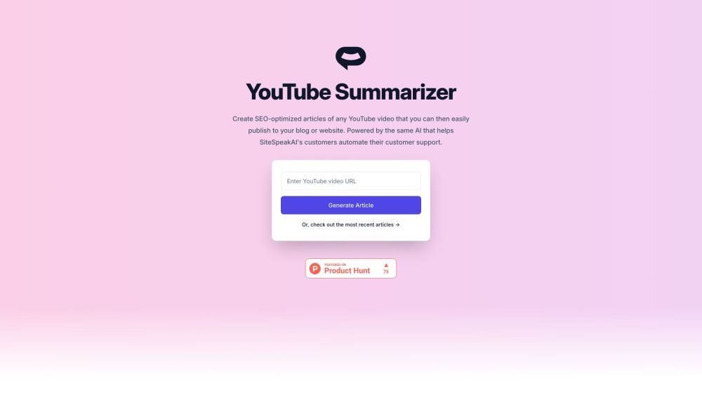 SiteSpeakAI: YouTube Summarizer & AI Tool