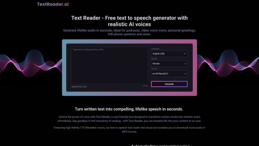 Text Reader: AI Tool for Realistic Speech