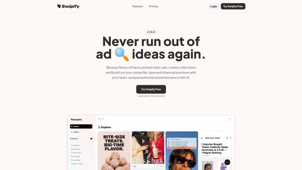 Swipify Website screenshot