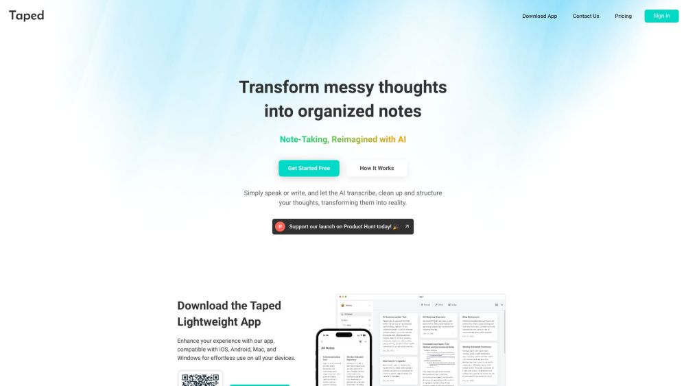 Taped: AI Tool for Transcribing & Summarizing