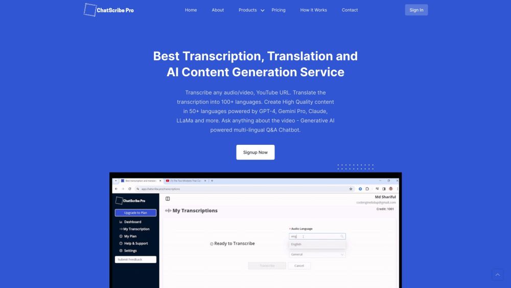 ChatScribe Pro: AI Transcription & Content Generation