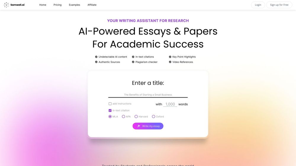 Samwell.ai: Academic Writing AI Tool