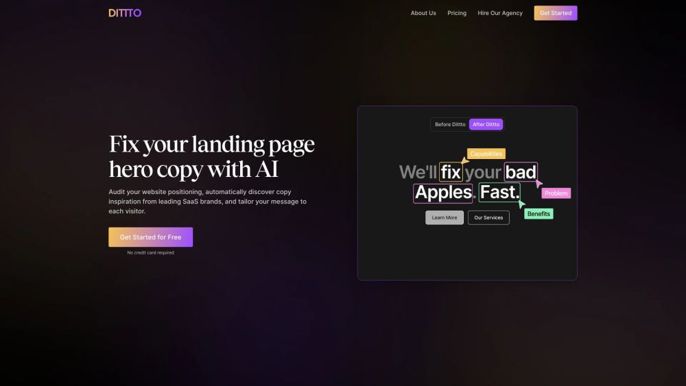 Dittto: AI Tool for Landing Page Hero Copy