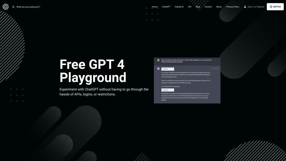 GPT4Free Website screenshot