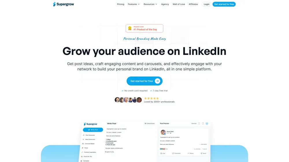 Supergrow: AI Tool for LinkedIn Personal Branding