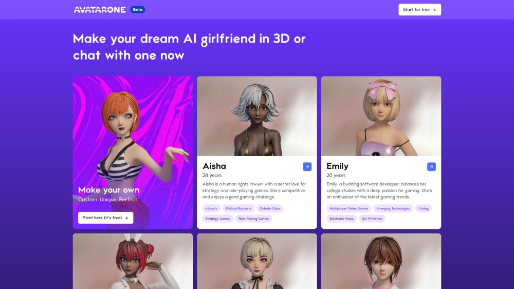 Avatar.One: Dream AI Girlfriend & Partner Creator