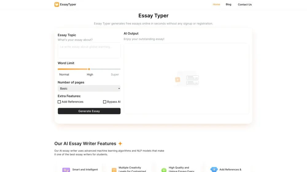 Essay Typer: AI Tool for Unique Essays & Research Papers