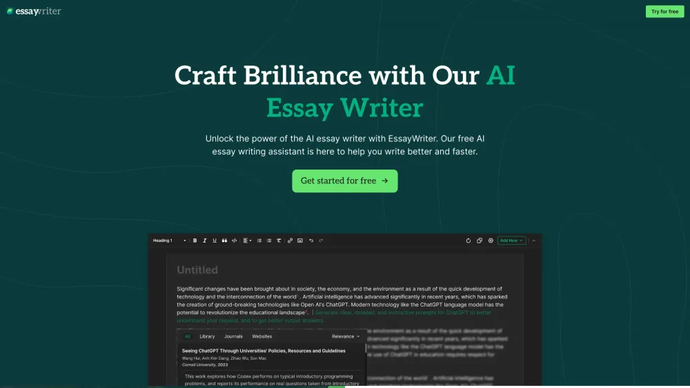 EssayWriter: AI Tool for Crafting High-Quality Essays