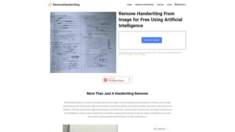 RemoveHandwriting: AI Tool for Removing Handwriting