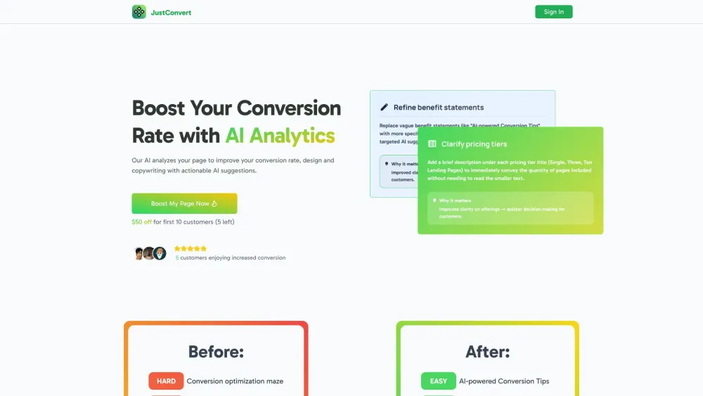 JustConvert: AI Tool Boosts Conversion Rate