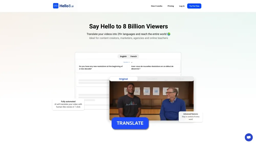 Hello8: Translate videos into 29+ languages with AI tool