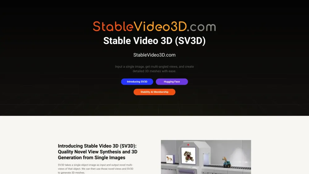 Stable Video 3D: AI Tool for 3D Videos & Meshes