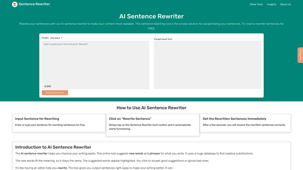 AI Sentence Rewriter: Powerful Free AI Tool