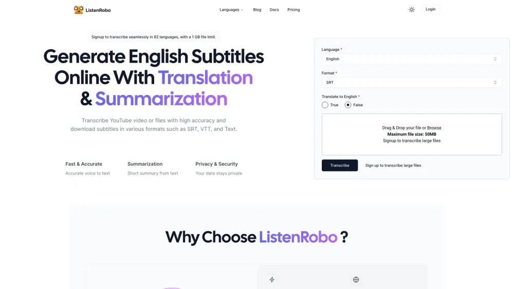 ListenRobo: AI Tool for Accurate Transcription