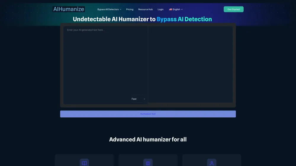 AIHumanize Website screenshot