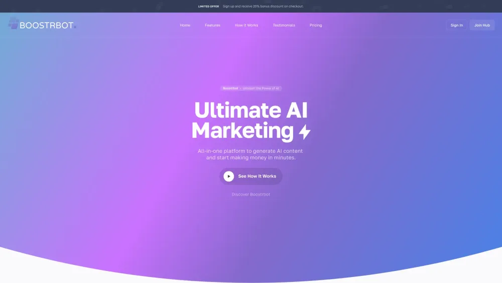 Boostrbot Website screenshot