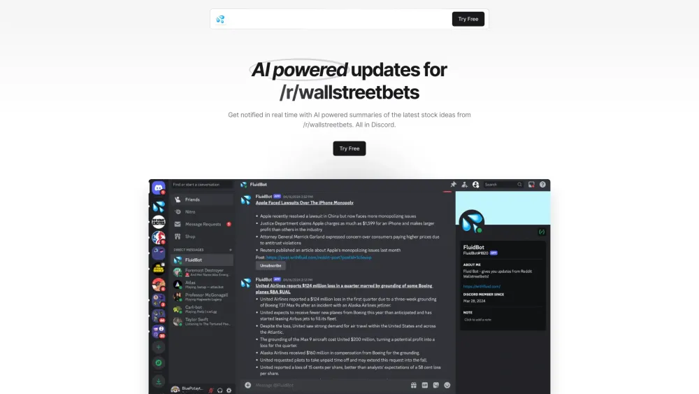 Fluid: AI Stock Summaries for Discord DMs!