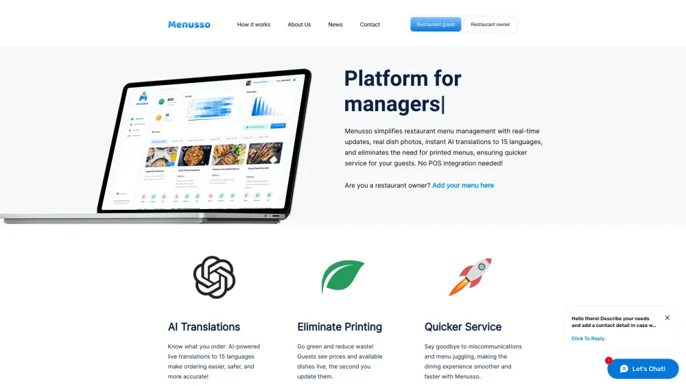 Menusso: The AI Menu Management Tool