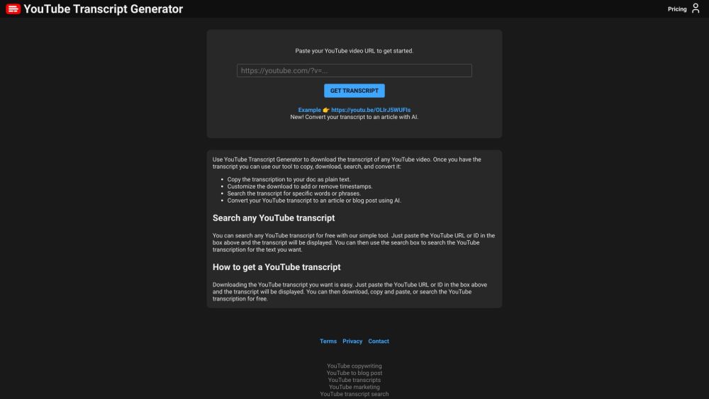 YouTube Transcript Generator: AI Tool