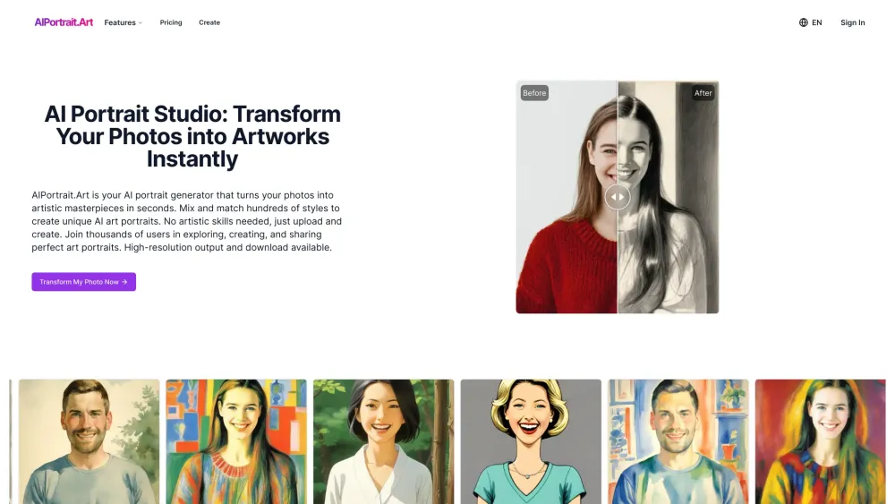 AIPortrait.Art: AI Tool for Artistic Portraits