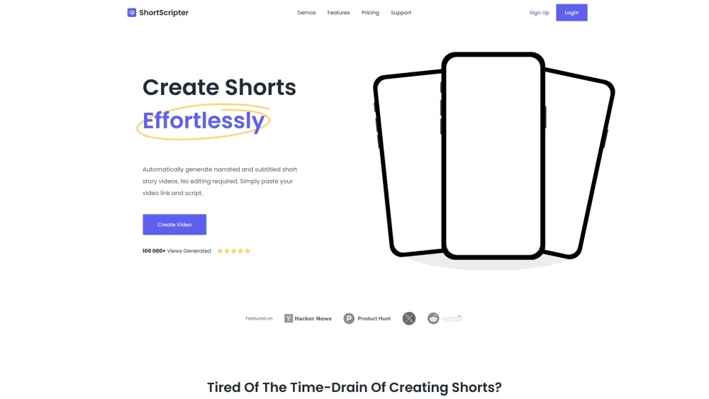 ShortScripter Website screenshot