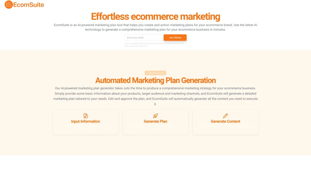 EcomSuite: AI Tool for Marketing Plans