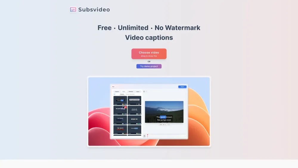 Subsvideo Website screenshot