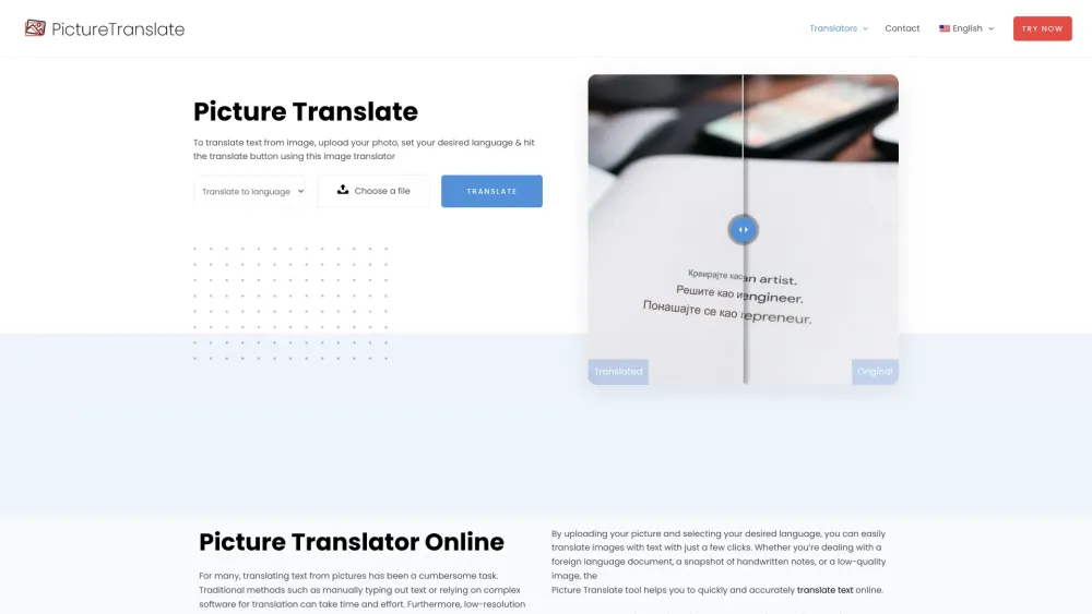 Picture Translate: AI Tool for Online Text Translation