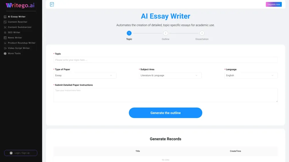 WriteGo.ai Website screenshot