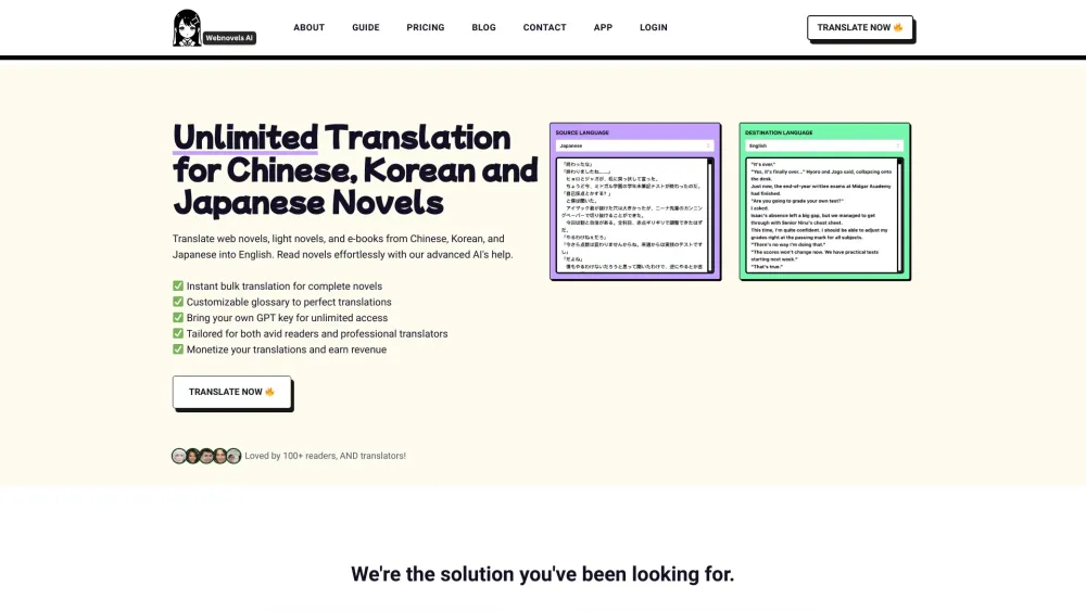 Webnovels AI: Translate Chinese, Korean, and Japanese Webnovels - AI Tool