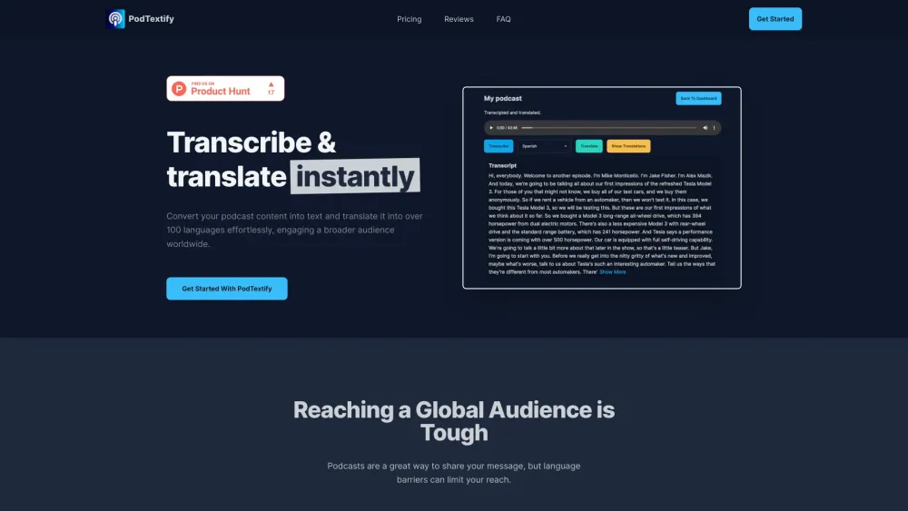 PodTextify: AI Transcription & Translation Tool