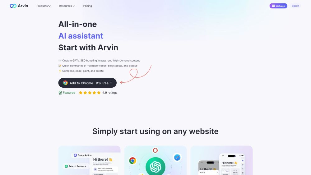 Arvin - AI Assistant: Free ChatGPT Chrome Extension