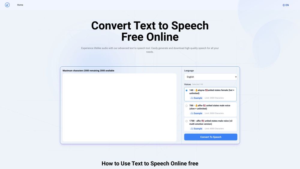 TexttoSpeech.im: Convert Text to Speech Online