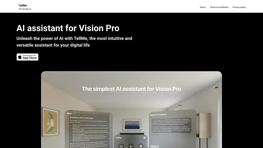 TellMe: AI Tool for Vision Pro - The Future of Productivity [40 letters]