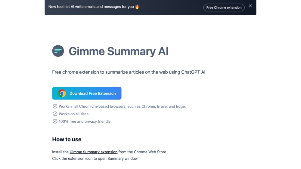 Gimme Summary AI: AI Tool for Web Summaries