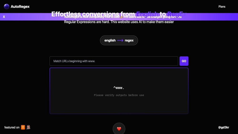 Regex AI Website screenshot