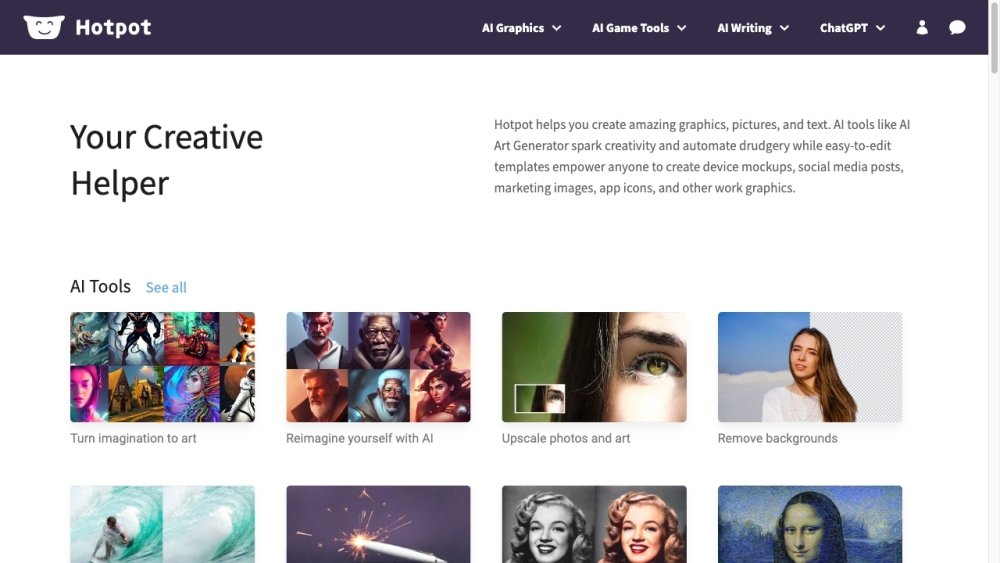 Hotpot.ai: AI Tools for Amazing Graphics & Text
