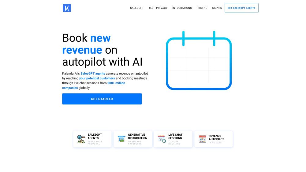 KalendarAI: AI Sales Agent Platform, Autonomously Books Meetings, Live Chat With 200M Companies #ai tool