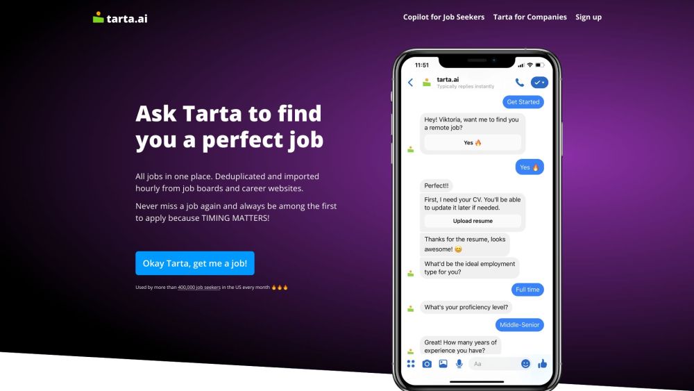 Tarta: AI Tool for Job Seekers' Top Searches