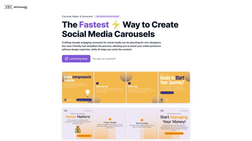 aiCarousels.com: Free AI Tool for Stunning Carousels by Product Name