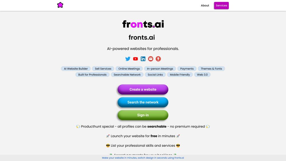 Fronts.AI: One-word AI tool for creating professional websites