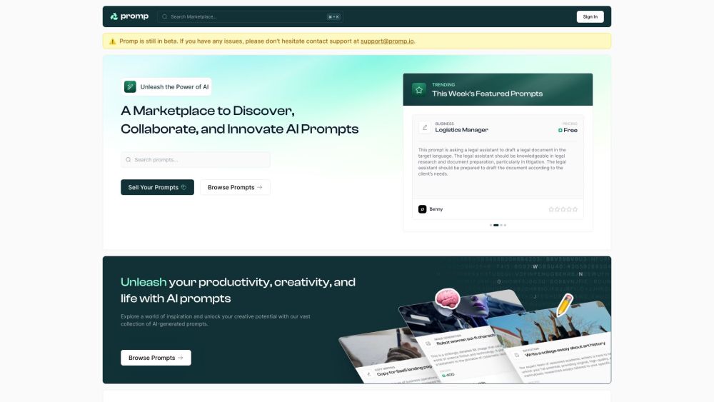 Promp: Buy, Sell, and Learn AI Tool Prompts for Text Generation