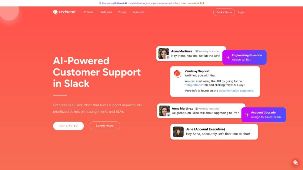 Unthread - AI Support in Slack: AI Tool for Automated Customer Support in Slack